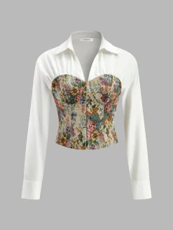 COMMENSE Blouses & Shirts|Tops^2 in 1 Jacquard Polo Shirt Multicolor