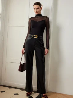 COMMENSE Blouses & Shirts|Tops^2 in 1 Sheer Panel Blouse Black