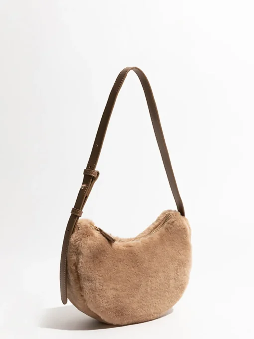 COMMENSE Bags|Accessories^Adjustable Strap Fuzzy Armpit Bag Khaki