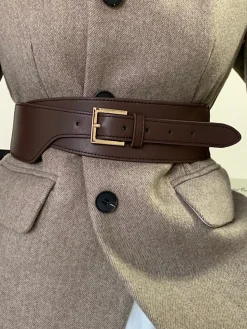 COMMENSE Belts & Chain|Accessories^Asymmetric Leather Belt Brown