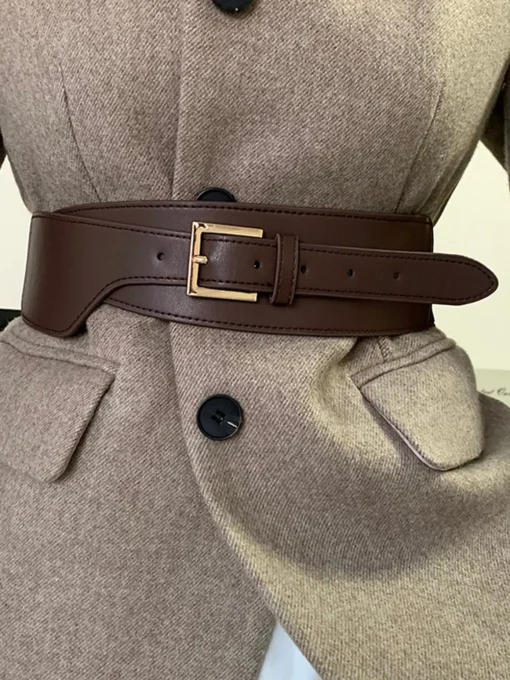 COMMENSE Belts & Chain|Accessories^Asymmetric Leather Belt Brown