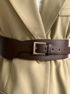 COMMENSE Belts & Chain|Accessories^Asymmetric Leather Belt Brown