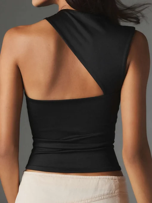 COMMENSE Tank Tops & Camis|Tops^Asymmetric Neck Cut Out Tank Top White