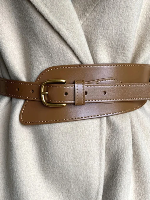 COMMENSE Belts & Chain|Accessories^Asymmetrical Buckle Wide Leather Belt Brown