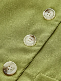 COMMENSE Matching Sets^Asymmetrical Button Pleated Shorts Set Green
