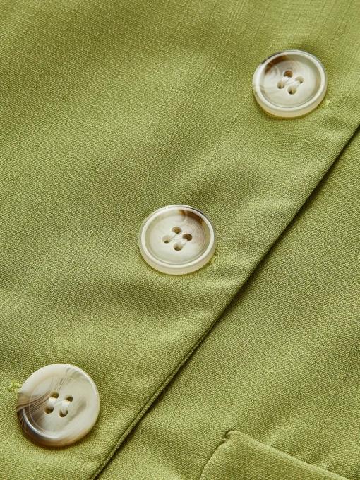COMMENSE Matching Sets^Asymmetrical Button Pleated Shorts Set Green