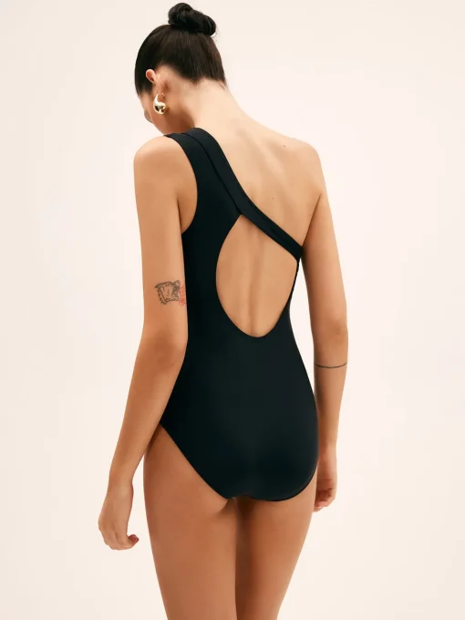 COMMENSE Swimwear|Tops^Asymmetrical Cutout One Piece Swimsuit Black