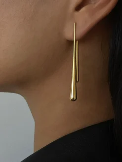COMMENSE Earrings|Accessories^Asymmetrical Water Drop Earrings Golden