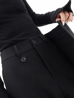 COMMENSE Wide Leg|Pants^Asymmetrical Layer Button Wide Leg Dress Pants Black