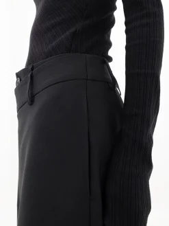 COMMENSE Wide Leg|Pants^Asymmetrical Layer Button Wide Leg Dress Pants Black