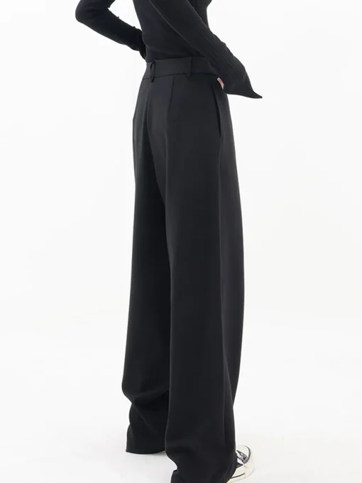 COMMENSE Wide Leg|Pants^Asymmetrical Layer Button Wide Leg Dress Pants Black