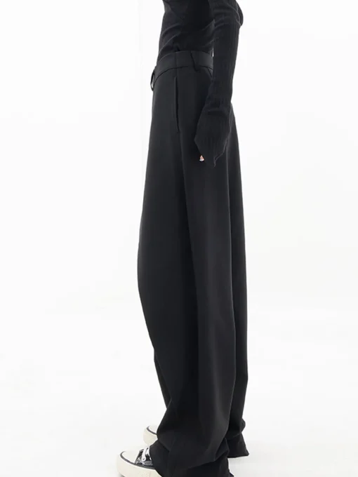 COMMENSE Wide Leg|Pants^Asymmetrical Layer Button Wide Leg Dress Pants Black
