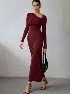 COMMENSE Skirt Sets|Long Sleeve Sets^Asymmetrical Long Sleeve Skirt Set LightBrown