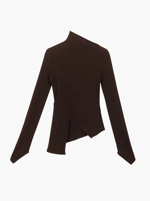 COMMENSE T-shirts|Tops^Asymmetrical Long Sleeve Slim Top Black