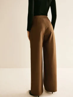 COMMENSE Pants|Bottoms^Asymmetrical Mid-Waist Straight Pants Brown