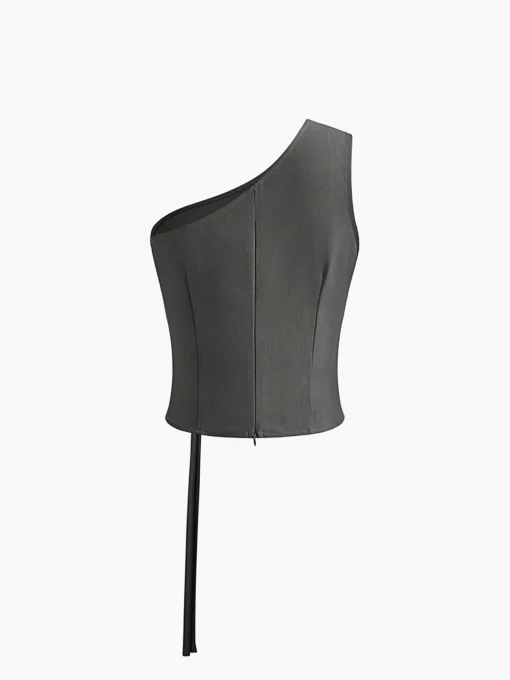 COMMENSE Tank Tops & Camis|Tops^Asymmetrical Neck Tank Top Grey