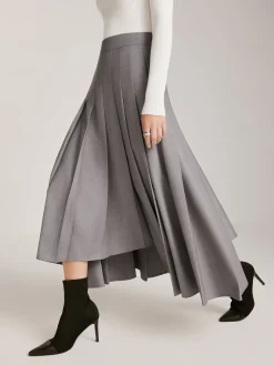 COMMENSE Skirts|Bottoms^Asymmetrical Pleated Pockets Skirt Grey