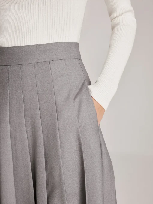 COMMENSE Skirts|Bottoms^Asymmetrical Pleated Pockets Skirt Grey