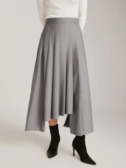 COMMENSE Skirts|Bottoms^Asymmetrical Pleated Pockets Skirt Grey