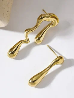 COMMENSE Earrings|Accessories^Asymmetrical Water Drop Earrings Gold