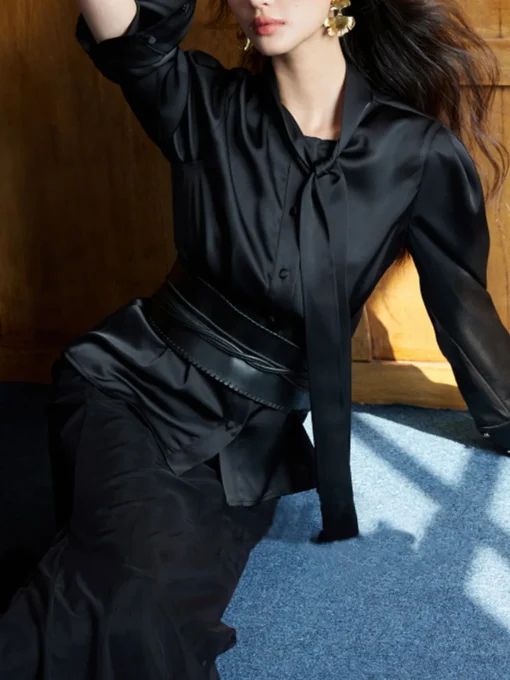 COMMENSE Belts & Chain|Accessories^Asymmetrical Wide Tie Belt Black