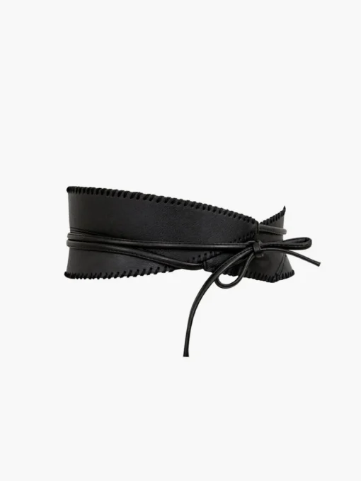 COMMENSE Belts & Chain|Accessories^Asymmetrical Wide Tie Belt Black