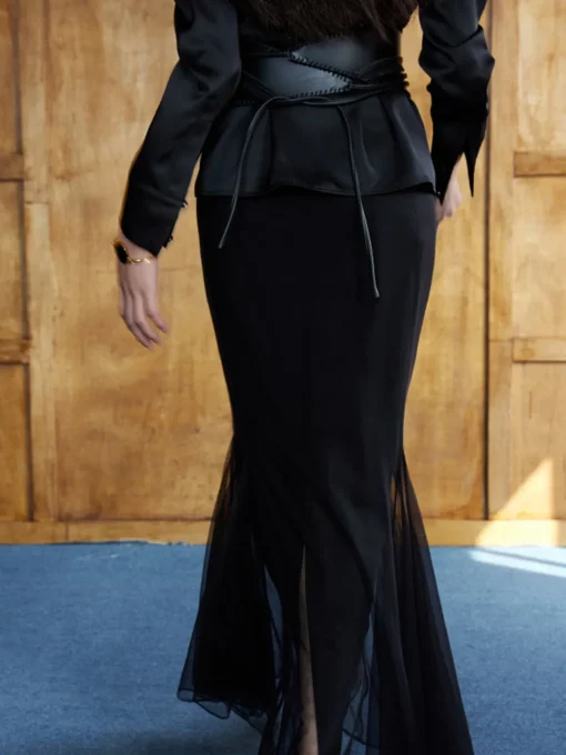 COMMENSE Belts & Chain|Accessories^Asymmetrical Wide Tie Belt Black