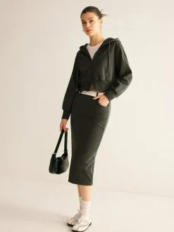 COMMENSE Skirts|Matching Sets^Athleisure Pockets Split Skirt Grey