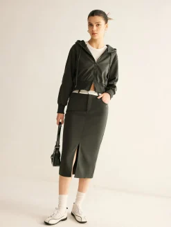 COMMENSE Skirts|Matching Sets^Athleisure Pockets Split Skirt Grey