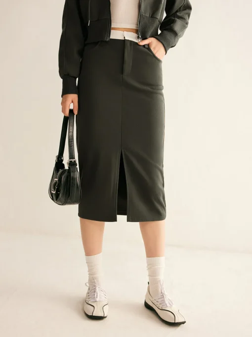 COMMENSE Skirts|Matching Sets^Athleisure Pockets Split Skirt Grey