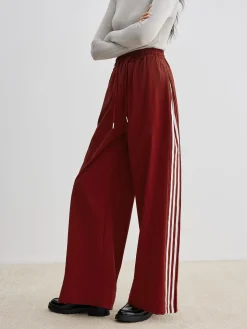 COMMENSE Pants|Bottoms^Athleisure Side Pinstripe Drawstring Pants Red