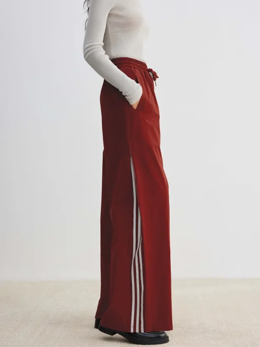 COMMENSE Pants|Bottoms^Athleisure Side Pinstripe Drawstring Pants Red