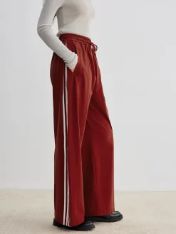 COMMENSE Pants|Bottoms^Athleisure Side Pinstripe Drawstring Pants Red