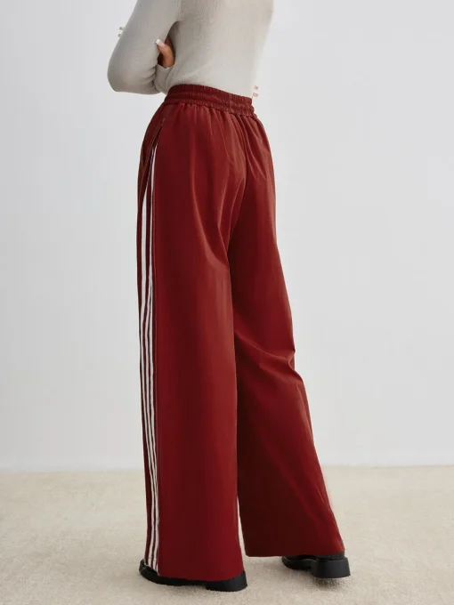 COMMENSE Pants|Bottoms^Athleisure Side Pinstripe Drawstring Pants Red