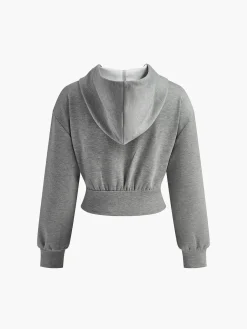 COMMENSE Sweatshirts & Hoodies|Tops^Athleisure Zipper Slim Hoodie Grey