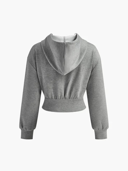 COMMENSE Sweatshirts & Hoodies|Tops^Athleisure Zipper Slim Hoodie Grey