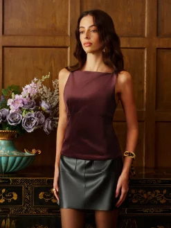 COMMENSE Tops^Backless Bow-Decor Tank Top Burgundy