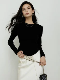 COMMENSE Blouses & Shirts^Backless Lace Up Long Sleeve Blouse Black