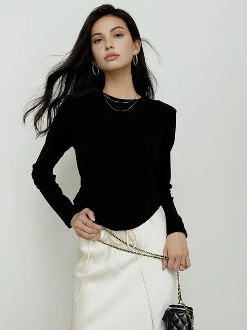 COMMENSE Blouses & Shirts^Backless Lace Up Long Sleeve Blouse Black