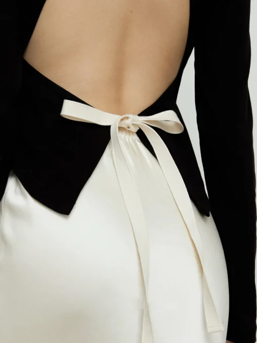 COMMENSE Blouses & Shirts^Backless Lace Up Long Sleeve Blouse Black