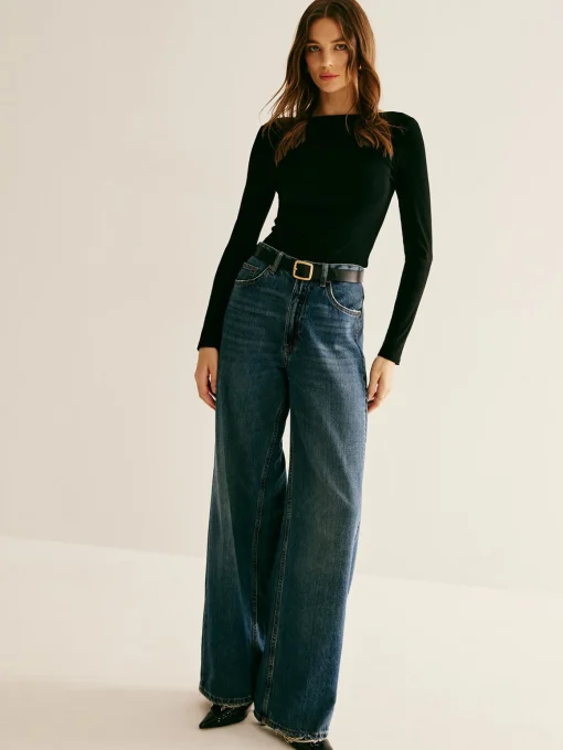 COMMENSE T-shirts|Tops^Backless Long Sleeve Tie T-Shirt Black