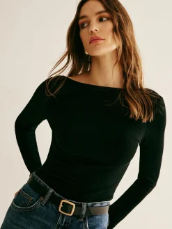 COMMENSE T-shirts|Tops^Backless Long Sleeve Tie T-Shirt Black