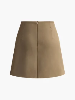 COMMENSE Skirts|Bottoms^Back-Zipper Pleated Mini Skirt Camel