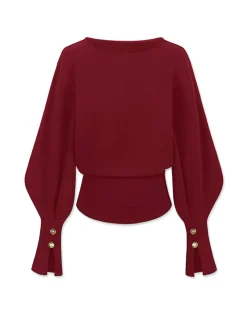 COMMENSE Sweatshirts & Hoodies|Tops^Bell Sleeve Cinched Sweatshirt Black