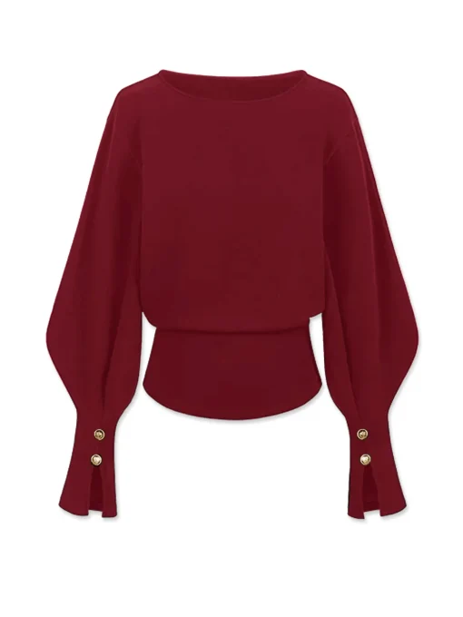 COMMENSE Sweatshirts & Hoodies|Tops^Bell Sleeve Cinched Sweatshirt Black
