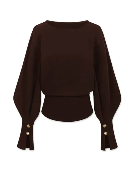 COMMENSE Sweatshirts & Hoodies|Tops^Bell Sleeve Cinched Sweatshirt Black