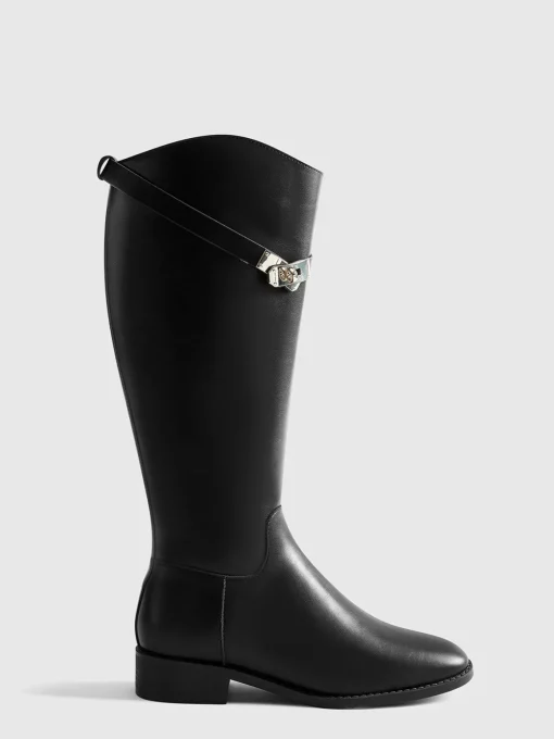 COMMENSE Shoes|Accessories^Belted Knee-High Knight Boots Black