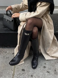 COMMENSE Shoes|Accessories^Belted Knee-High Knight Boots Black
