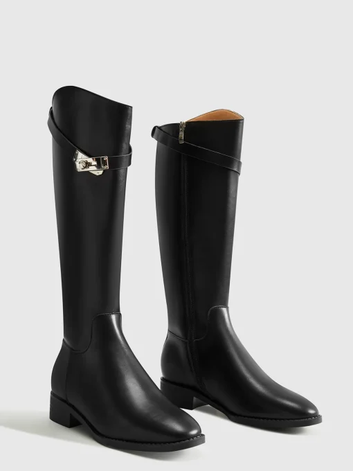COMMENSE Shoes|Accessories^Belted Knee-High Knight Boots Black