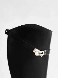 COMMENSE Shoes|Accessories^Belted Knee-High Knight Boots Black